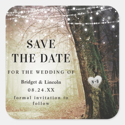 Amber Gold Evermore Enchanted Forest Save The Date Square Sticker