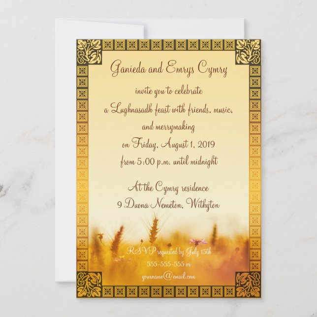 Amber Grainfield Lughnasadh Invitation (Front)