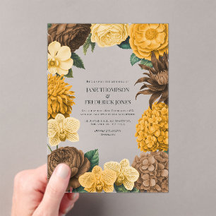 Amber Honey, Desert Clay & Marigold Bloom Wedding Acrylic Invitations