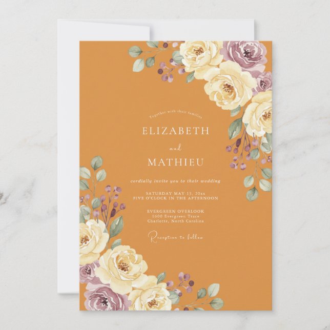 Amber Lavender Painted Wedding Invitation (Front)