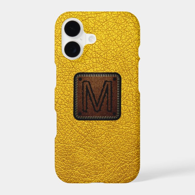 Amber Leather Look Monogram Iphone Case (Back)
