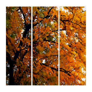Amber Leaves of Fall Triptych