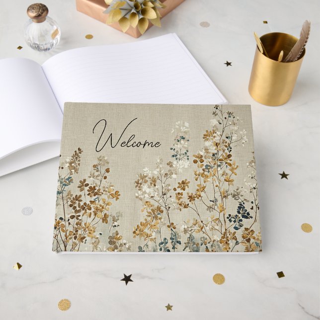 Amber meadow floral guest book (Front Open)
