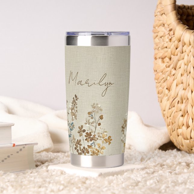 Amber meadow floral personalized insulated tumbler (Living Room (Rotated))
