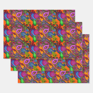 Amber Melange Paisley Guitar Set Wrapping Paper Sheets