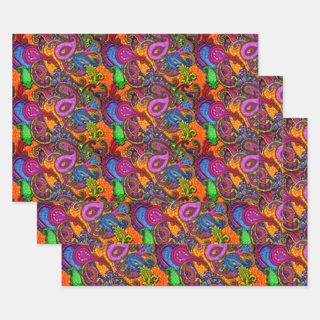 Amber Melange Paisley Guitar Set Wrapping Paper Sheets (Set)