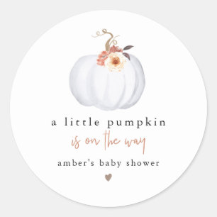 AMBER Modern Rustic Little Pumpkin Baby Shower Classic Round Sticker