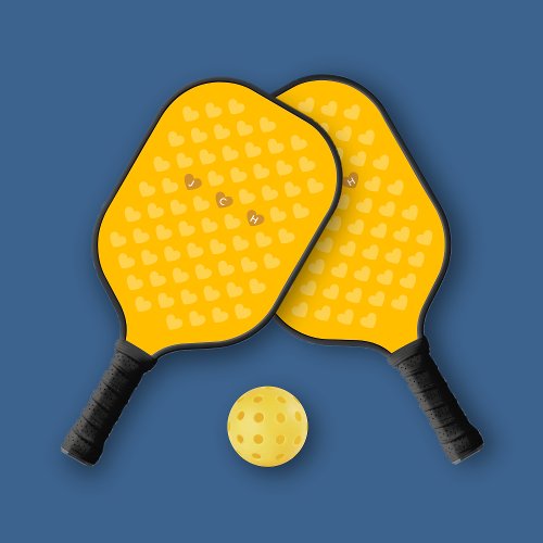 Amber Monotone Hearts Personal Monogram Pickleball Paddle