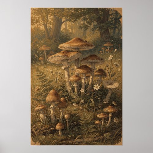 Amber Mushroom Forest Woodland Wall Art