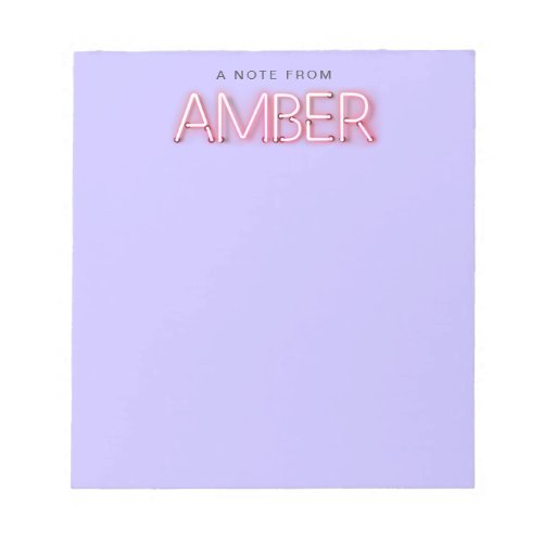 Amber name in glowing neon lights novelty notepad