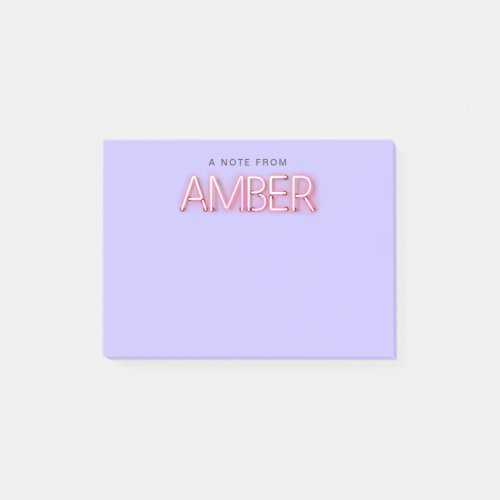 Amber name in glowing neon lights novelty post_it notes