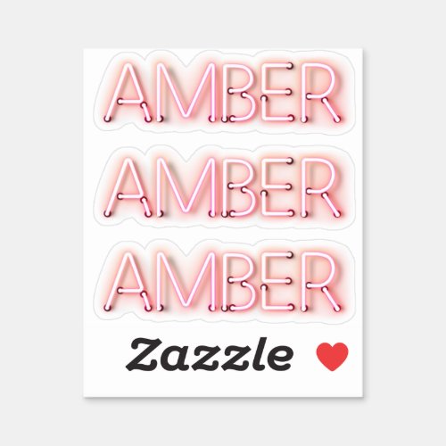 Amber name in glowing neon lights novelty x3 sticker