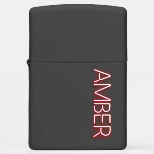 Amber name in glowing neon lights novelty zippo lighter