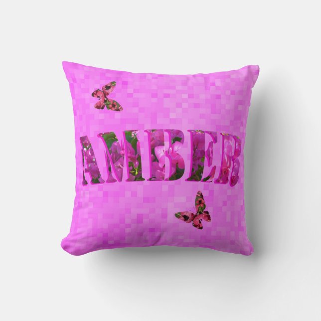 Amber Name Logo. Throw Pillow (Front)