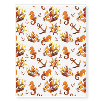 Amber nautical pattern custom background color temporary tattoos