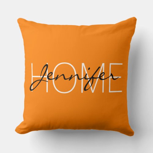 Amber orange color home monogram throw pillow