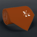 Amber Orange Elegant Monogram   Name | One-Sided Neck Tie<br><div class="desc">An elegant one-sided necktie featuring a bold white monogram across an Amber color background. On top of this monogram sits your first or last name spelled out in all capitals. If you prefer a bolder look for the personal name inside of the large letter you can do the following: Use...</div>