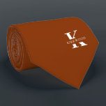 Amber Orange Elegant Monogram   Name | One-Sided Neck Tie<br><div class="desc">An elegant one-sided necktie featuring a bold white monogram across an Amber color background. On top of this monogram sits your first or last name spelled out in all capitals. If you prefer a bolder look for the personal name inside of the large letter you can do the following: Use...</div>