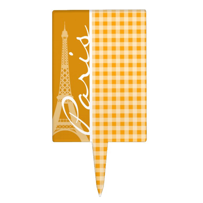 Amber Orange Gingham; Paris Cake Toppers