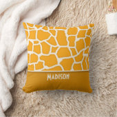 Amber Orange Giraffe Print; Personalized Throw Pillow (Blanket)