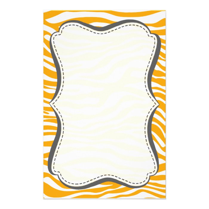 Amber Orange Zebra Animal Print Stationery Paper