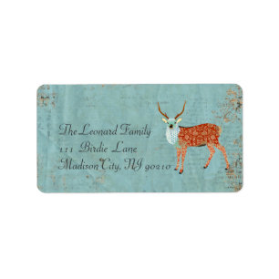 Amber Ornate Deer Address Label