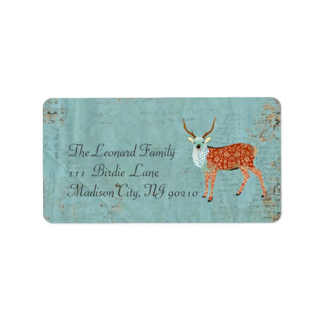 Amber Ornate Deer Address Label (Front)