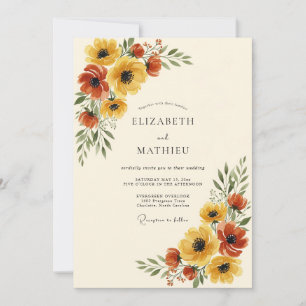 Amber Painterly Autumn Wedding Invitation