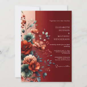 Amber Painterly Bloom Wedding Invitation