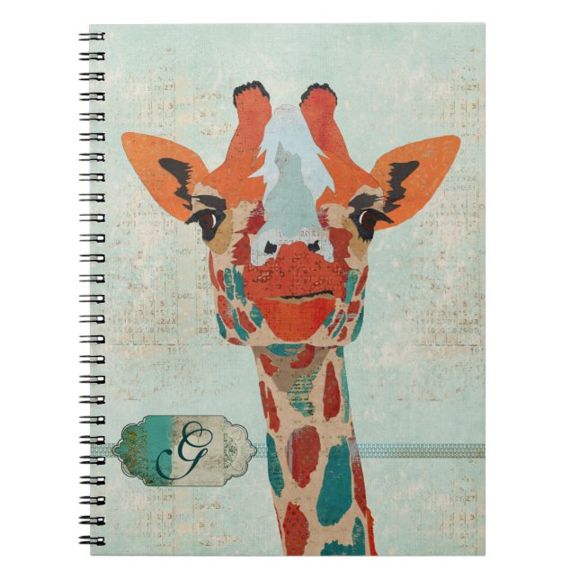 Amber Peeking Giraffe  Monogram Notebook (Front)