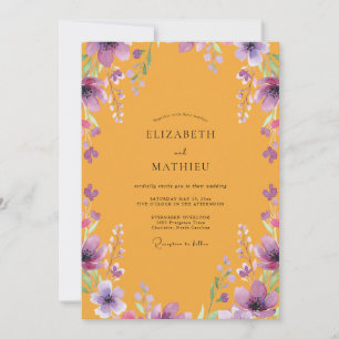 Amber Purple Poppy Wedding Invitation