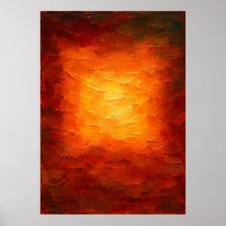 Amber Radiance - Textured Orange Abstract Poster
