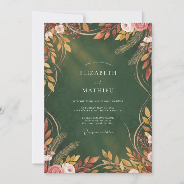 Amber Rust Leaf Wedding Invitation (Front)