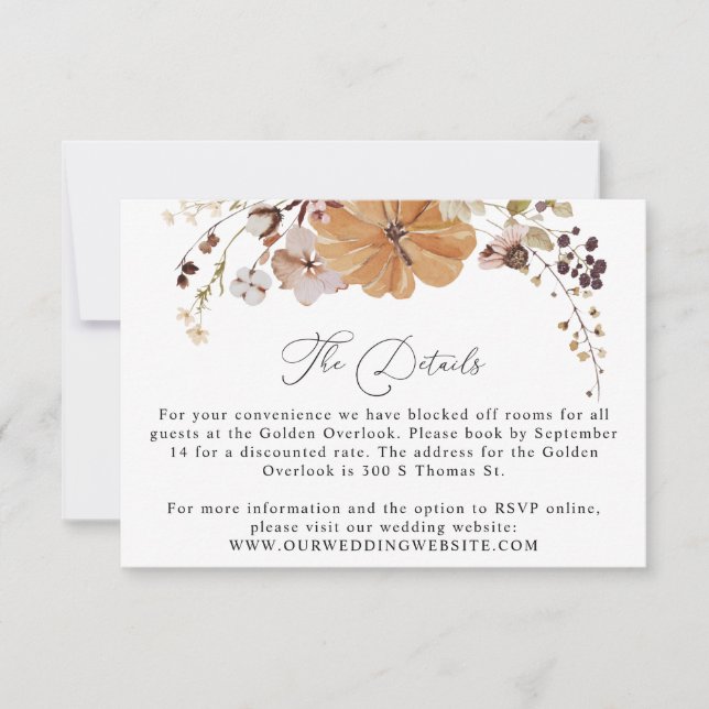 AMBER rustic fall pumpkin details card (Front)