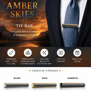 Amber Skies Gold Finish Tie Bar
