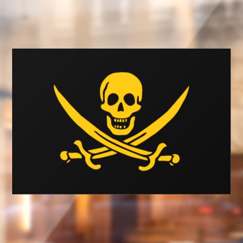 Amber Skull  Swords Pirate flag of Calico Jack Window Cling