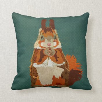 Amber Squirrel Pillow by Greyszoo at Zazzle