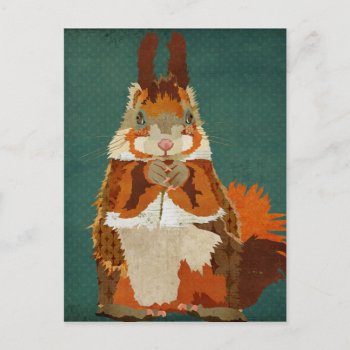 Amber Squirrel Retro Postcard by Greyszoo at Zazzle