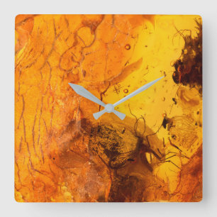 Amber stone texture background square wall clock