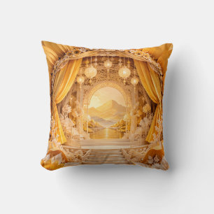 Amber Sunflower Golden Fantasy Theater Throw Pillow