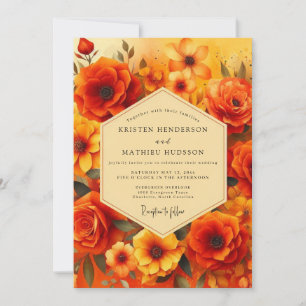 Amber Sunset Flora Wedding Invitation