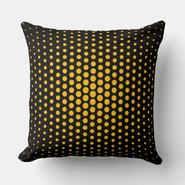 Amber Techno Dots Modern Black Throw Pillow (Front)