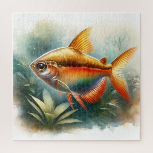 Amber Tetra in Serene Waters AREF553 _ Watercolor Jigsaw Puzzle