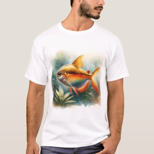 Amber Tetra in Serene Waters AREF553 _ Watercolor T_Shirt