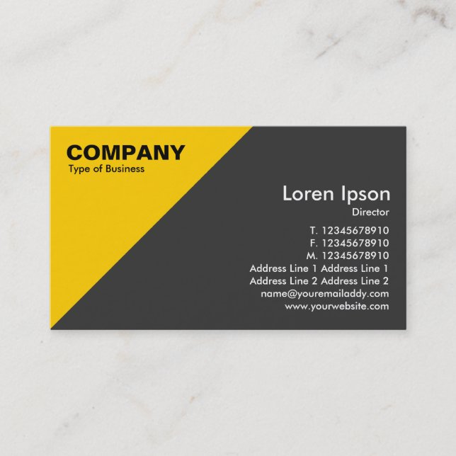 Amber Triangular Corner - Dark Gray Business Card (Front)