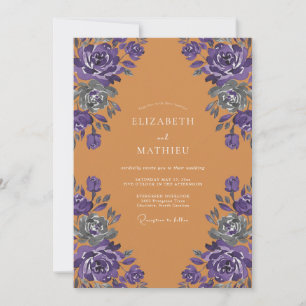 Amber Violet Rose Wedding Invitation