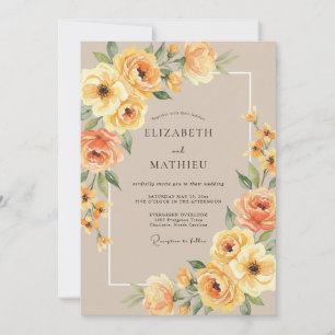 Amber Warm Botanical Wedding Invitation