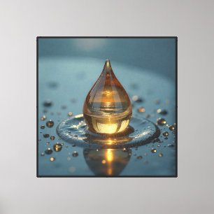 Amber Water Droplet with Sunset Reflection Canvas Print