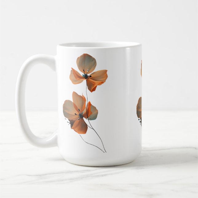 Amber Whisper Petals in the Dark Quiet Bloom Ember Coffee Mug (Left)