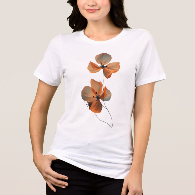 Amber Whisper Petals in the Dark Quiet Bloom Ember Tri-Blend Shirt (Front)